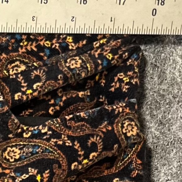 Croft & Barrow WMNS Paisley Black Corduroy Pants 16, Stretch Retro Boho Classic - Picture 8 of 13